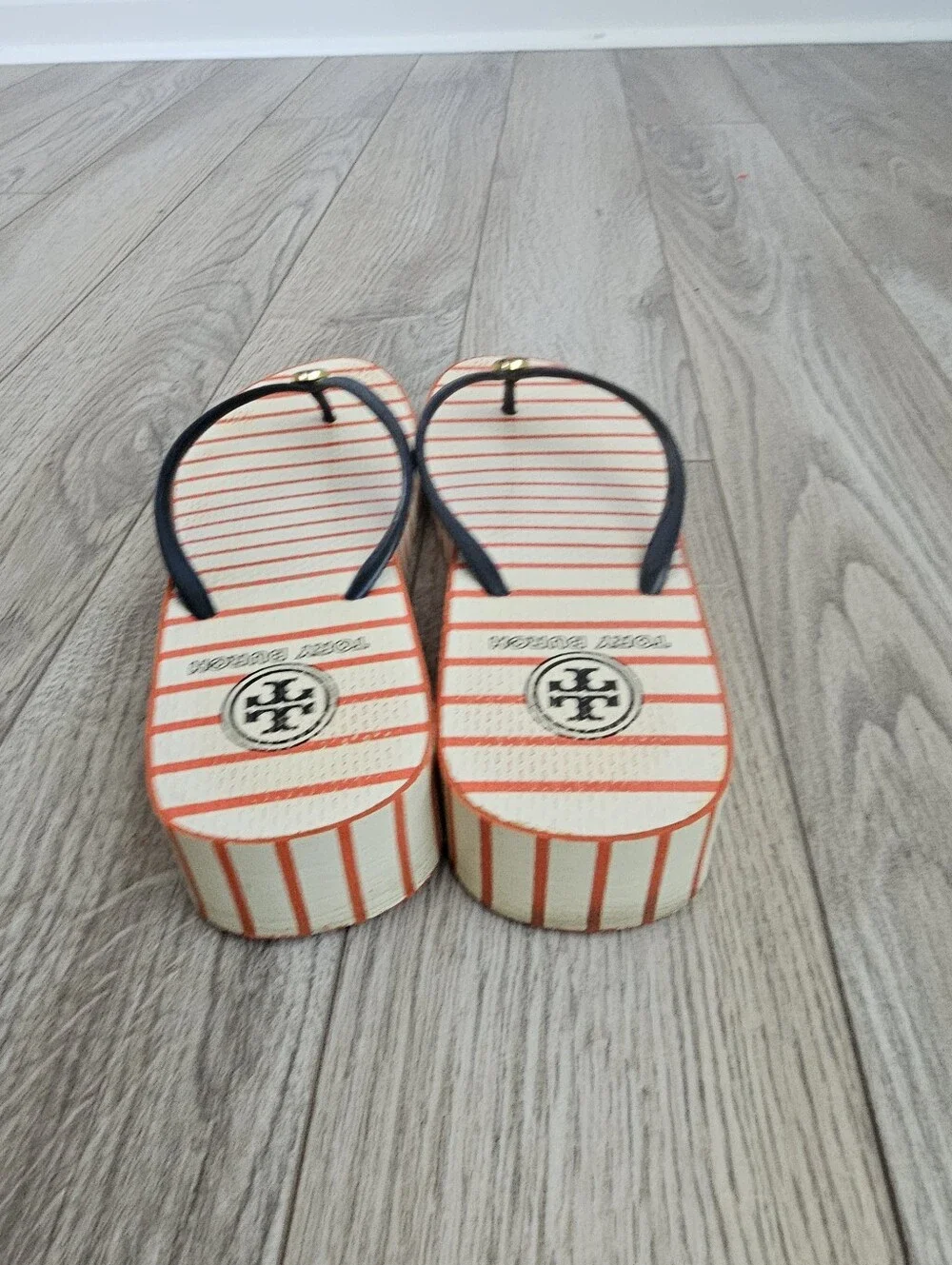 Tory Burch Striped Mini Wedge Sandals